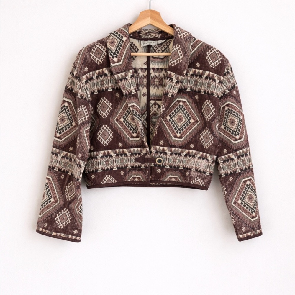 Aztec tapestry blanket jacket